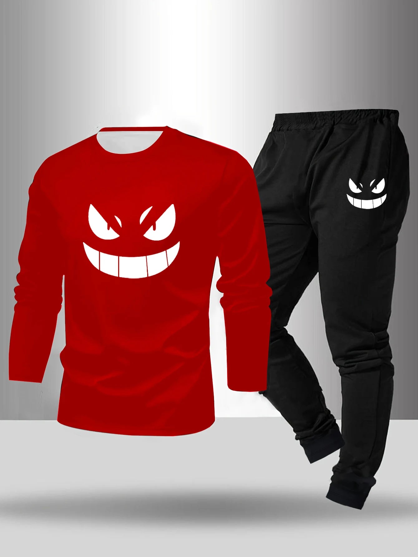 2-piece set of men's pajamas for spring summer autumn winter long sleeved pants geometric pattern base shirt home suit set